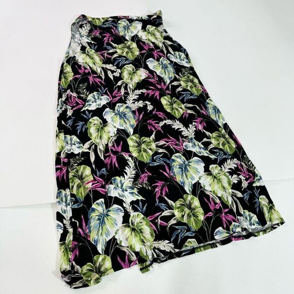 J. Jill Dress Womens XL Black Leaf Print Sleeveless Slip-On Midi beachy - Picture 6 of 7